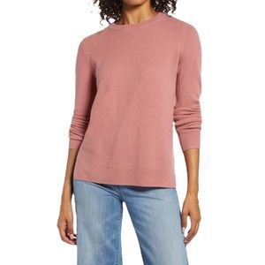 Halogen Cashmere Crewneck Pink Sweater - S